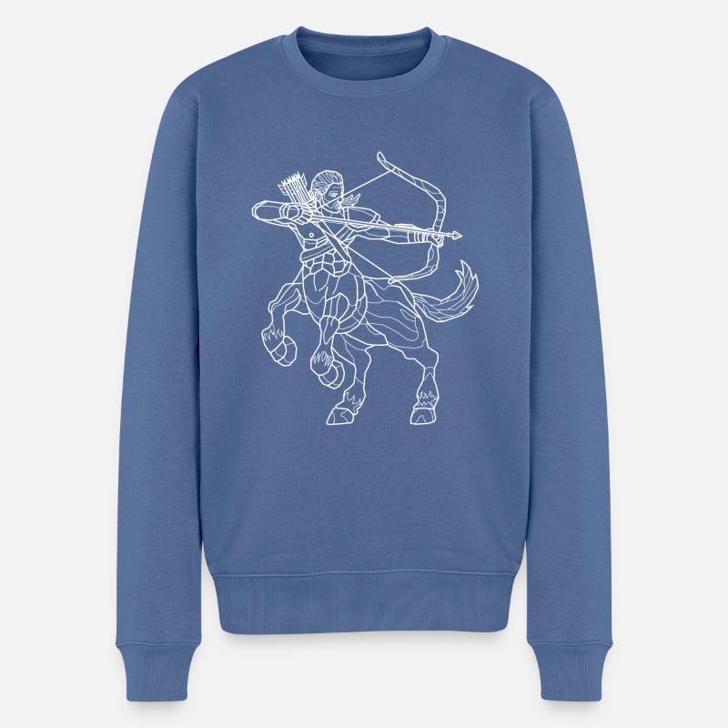 Centaure - blanc - Pull Premium bio Homme - bleu pigeon