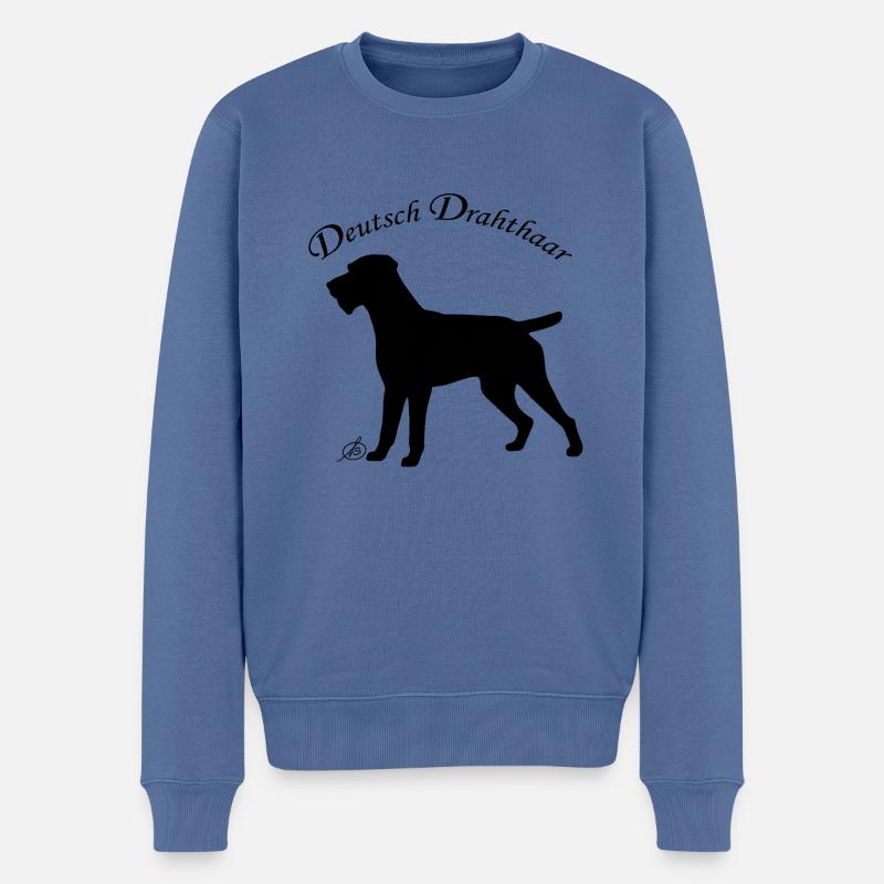 Deutsch Drahthaar - Männer Premium Bio Pullover - Taubenblau