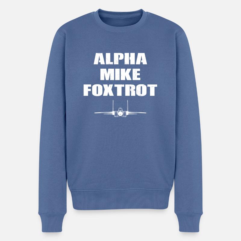 Alpha Mike Foxtrot Kampfjet - Männer Premium Bio Pullover - Taubenblau