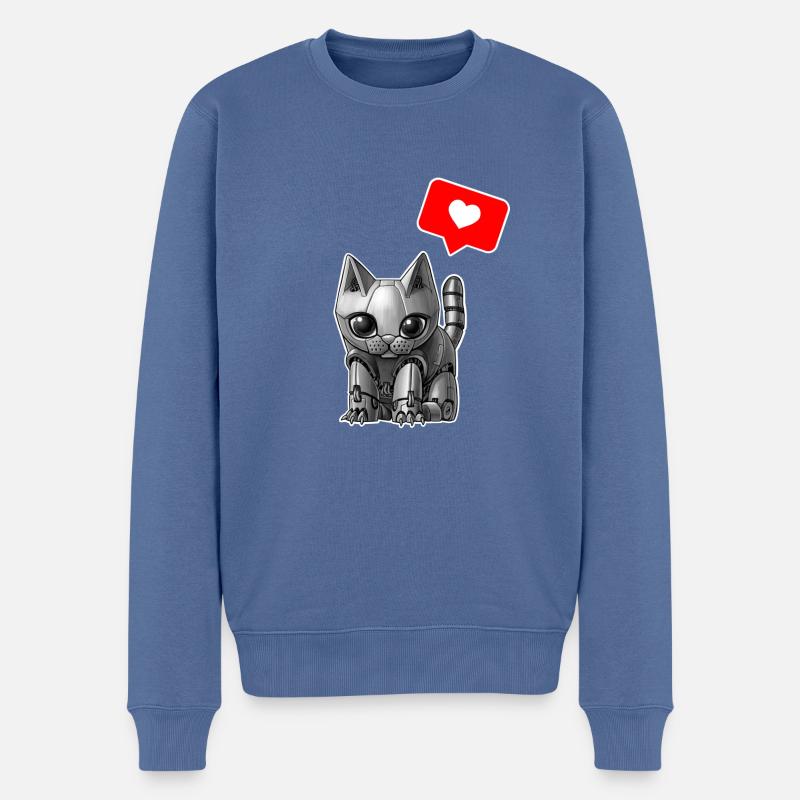 Chat robot mignon - Pull Premium bio Homme - bleu pigeon