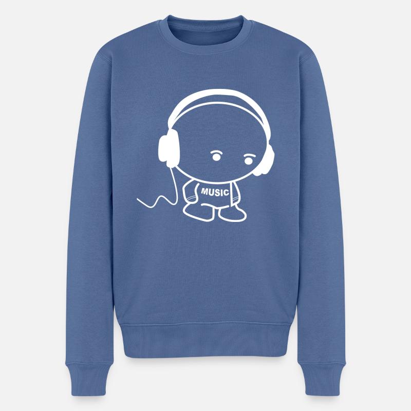 Musicman with headset Strichmännchen design - Männer Premium Bio Pullover - Taubenblau