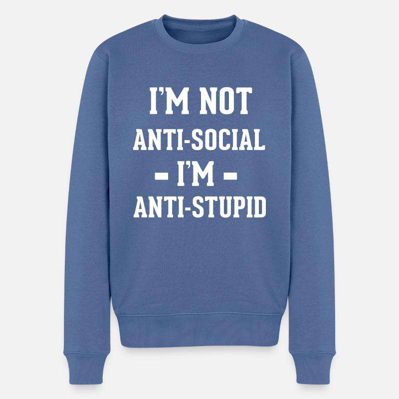 Anti-social - Männer Premium Bio Pullover - Taubenblau