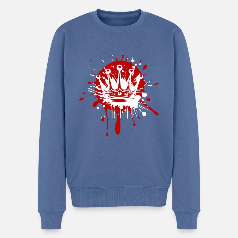 Krone Royal - Männer Premium Bio Pullover - Taubenblau