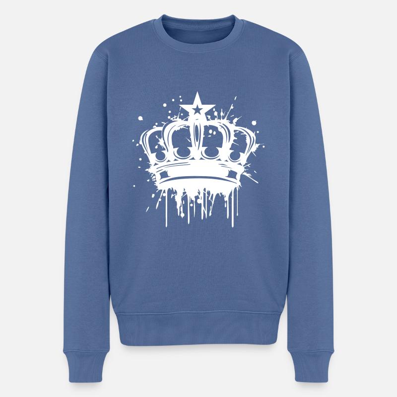 Krone - Männer Premium Bio Pullover - Taubenblau