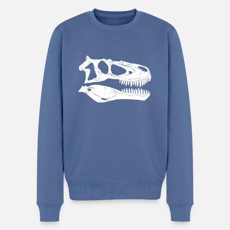 Daspletosaurus Fossilschädel - Männer Premium Bio Pullover - Taubenblau