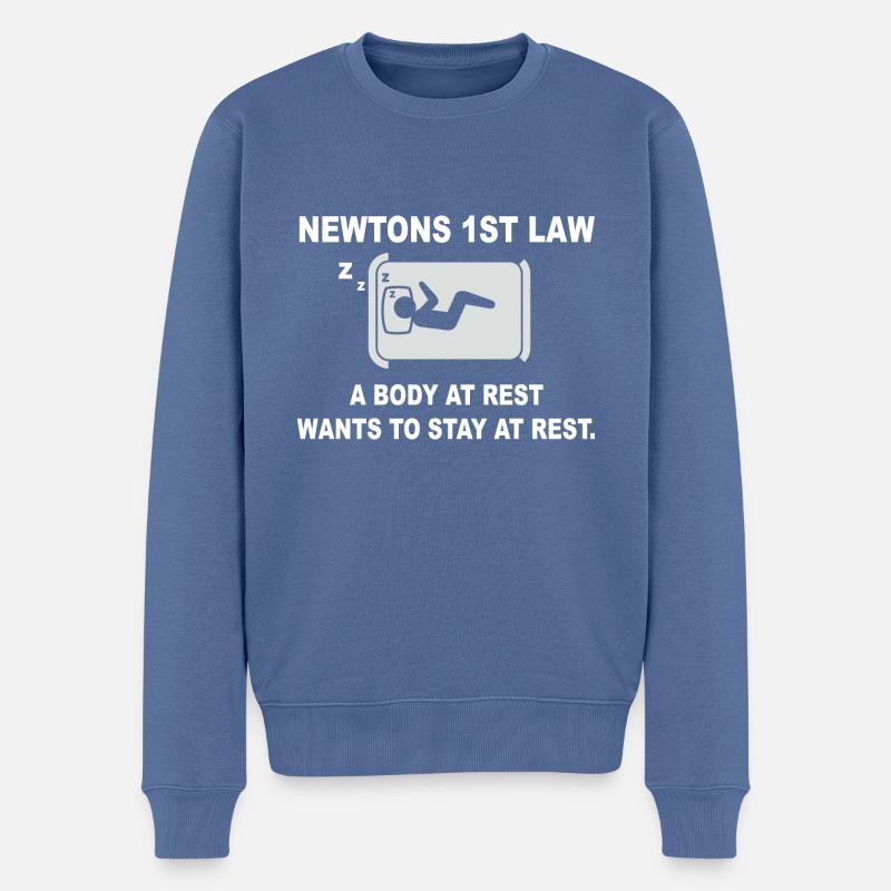Newtons 1. Gesetzt - ruhender Körper - Männer Premium Bio Pullover - Taubenblau