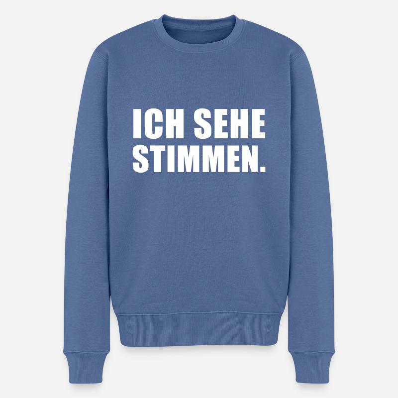 Ich sehe Stimmen - Männer Premium Bio Pullover - Taubenblau