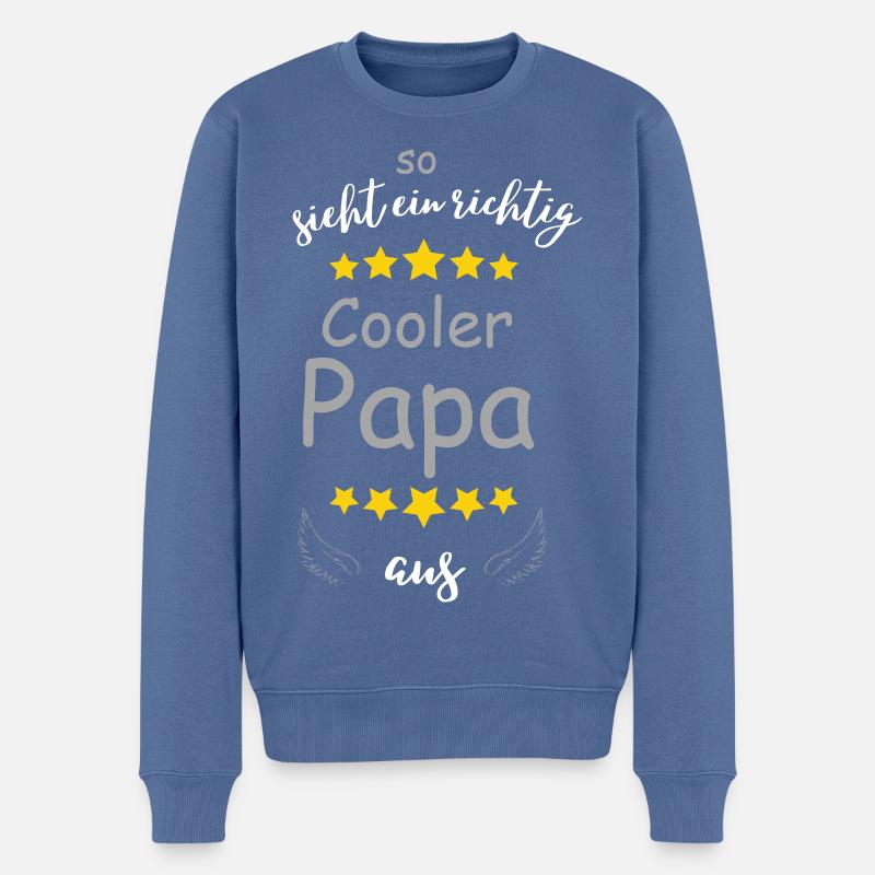 Cooler Papa mit Sternenflügeln - Männer Premium Bio Pullover - Taubenblau