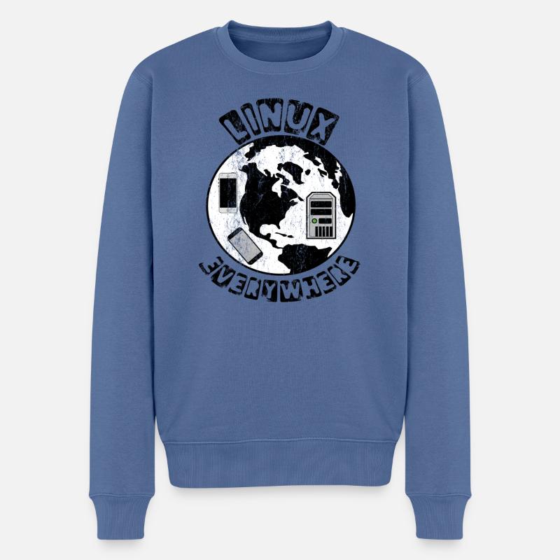 Linux ist überall! - Männer Premium Bio Pullover - Taubenblau