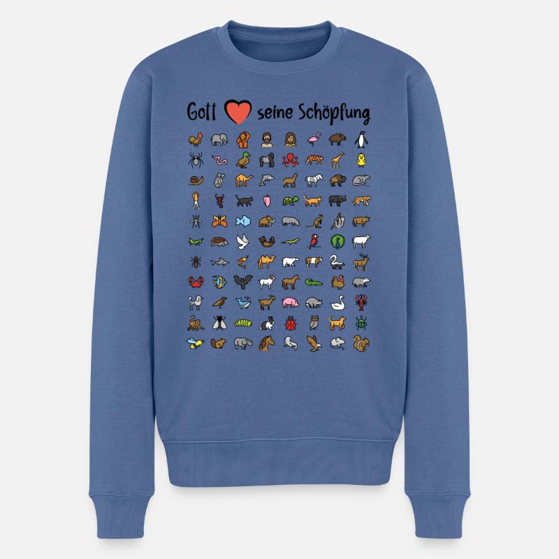 Gott liebt seine Schöpfung - Männer Premium Bio Pullover - Taubenblau