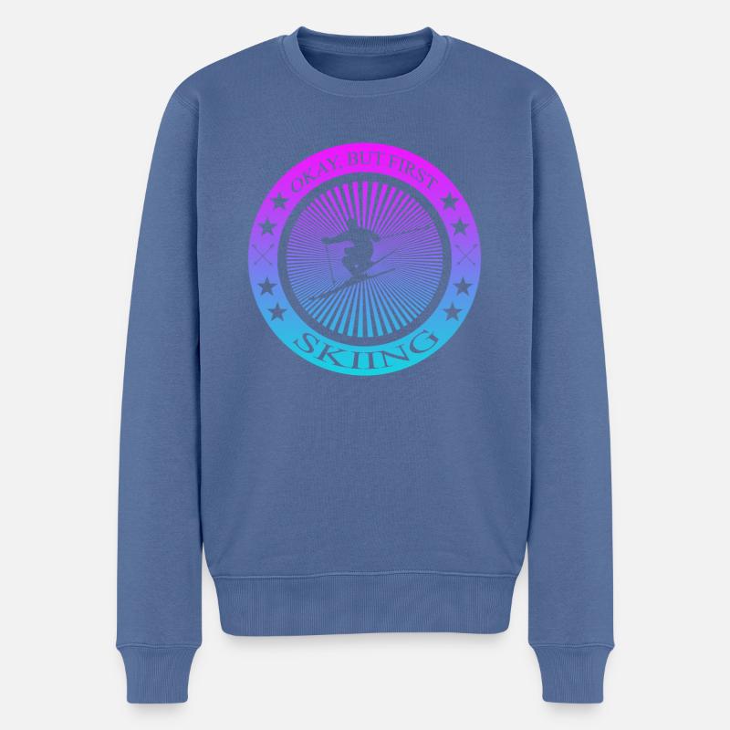 Skiing - Männer Premium Bio Pullover - Taubenblau