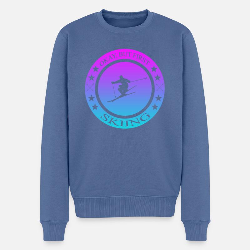 Ski Spruch - Männer Premium Bio Pullover - Taubenblau