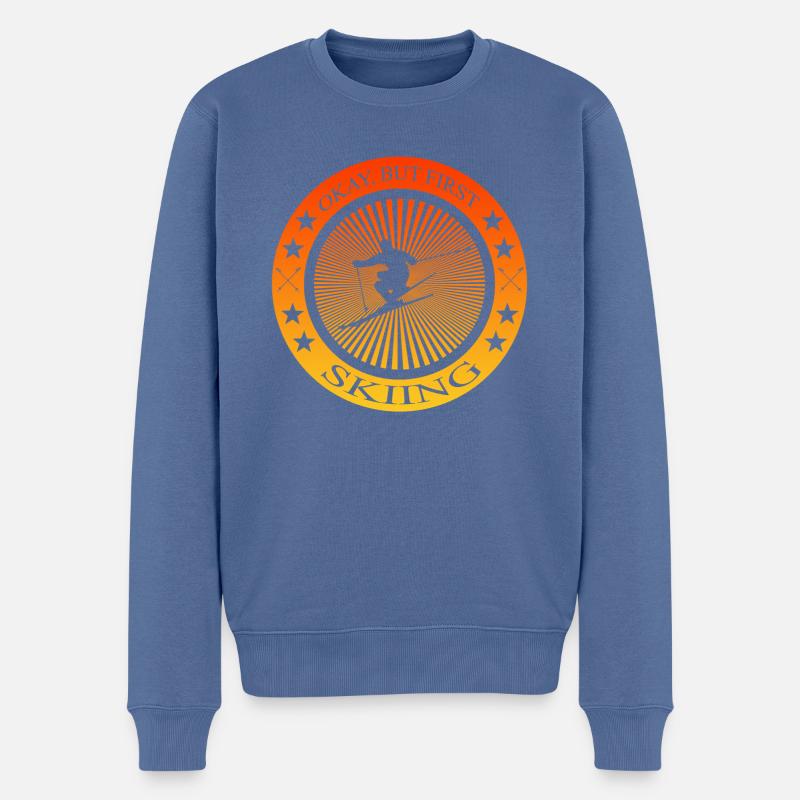 Skifahrer Spruch Ski - Männer Premium Bio Pullover - Taubenblau
