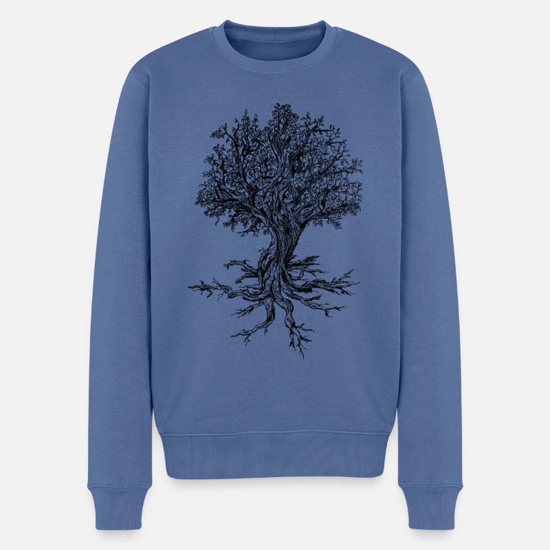 Blühender Baum - Männer Premium Bio Pullover - Taubenblau