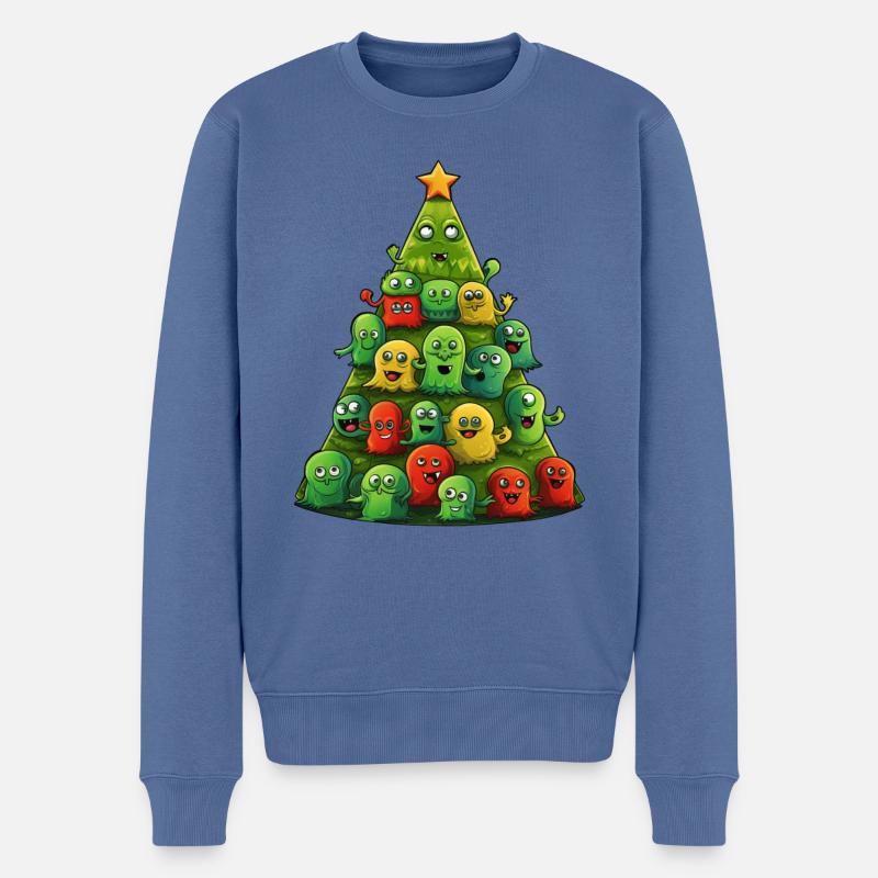 Skurrile Weihnachts-Aliens - Ein außerirdisches - Männer Premium Bio Pullover - Taubenblau