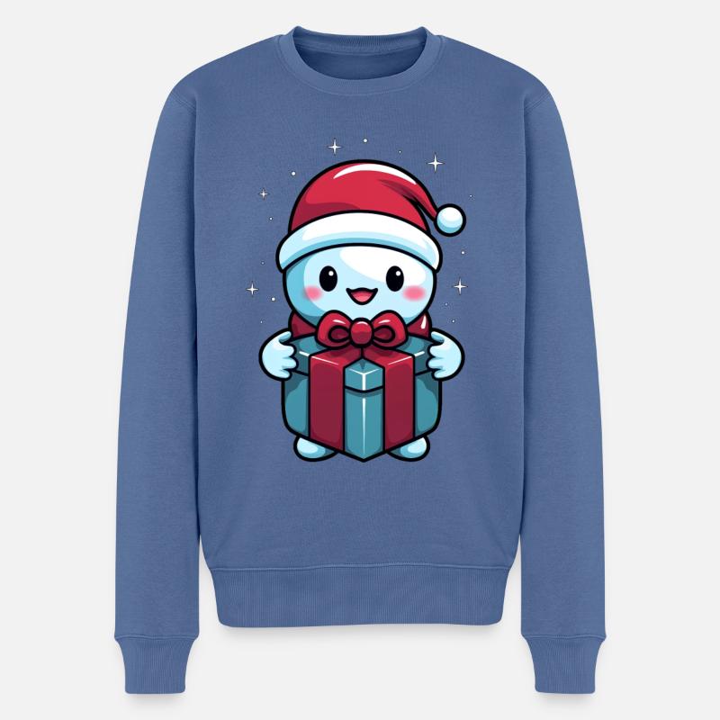 Lieblicher Schneeman - Männer Premium Bio Pullover - Taubenblau