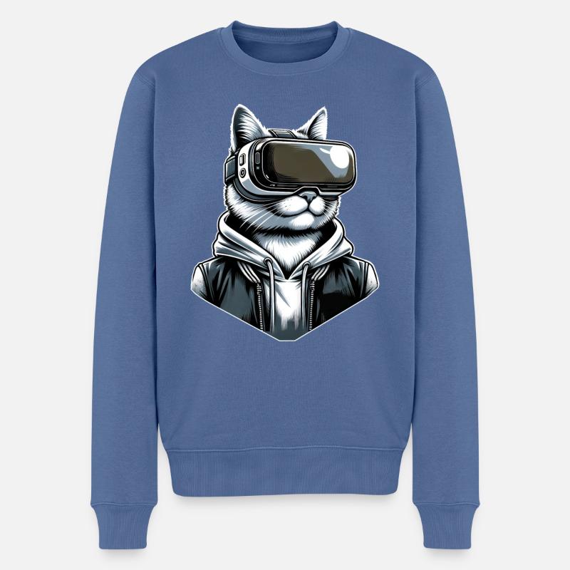 Katze VR-Brille Virtual Reality - Männer Premium Bio Pullover - Taubenblau
