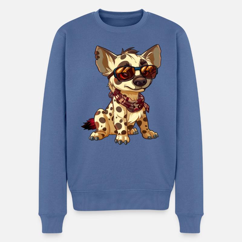 Niedliche Hyäne im Comic-Cartoon-Stil - Männer Premium Bio Pullover - Taubenblau