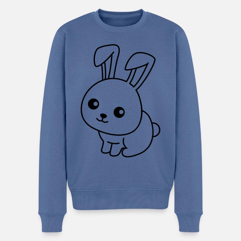 Lapin Comic Animal - Pull Premium bio Homme - bleu pigeon