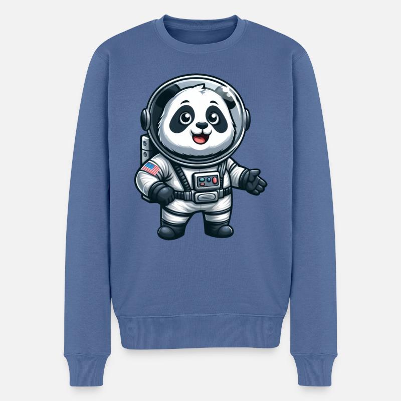 Panda astronaute dans l’espace - Pull Premium bio Homme - bleu pigeon