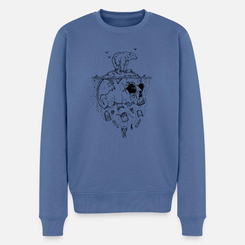 Not Cool - Männer Premium Bio Pullover - Taubenblau