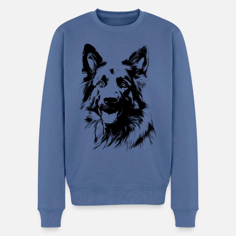 Deutscher Schäferhund - Männer Premium Bio Pullover - Taubenblau
