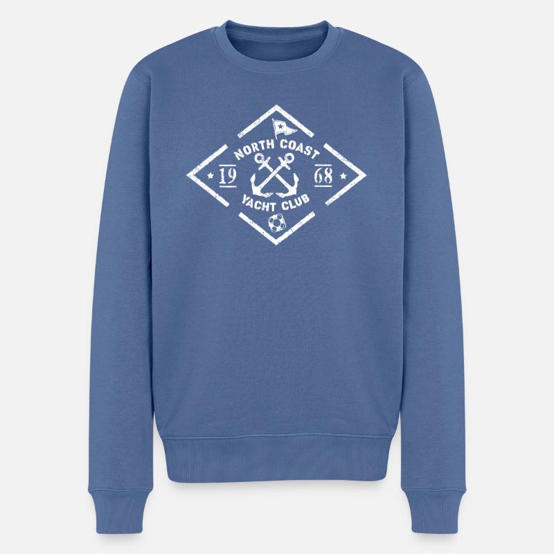 T-Shirt Yacht weiß - Männer Premium Bio Pullover - Taubenblau
