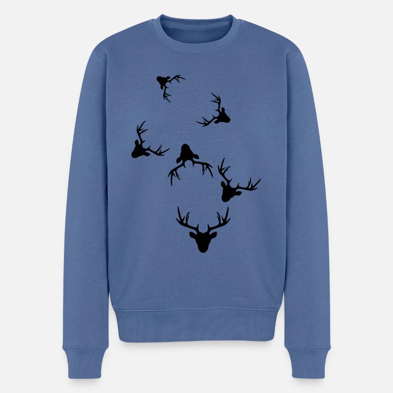 Reh Hirsch icon - Männer Premium Bio Pullover - Taubenblau