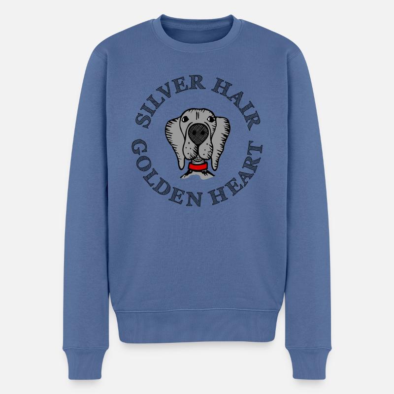 Weimaraner - Männer Premium Bio Pullover - Taubenblau