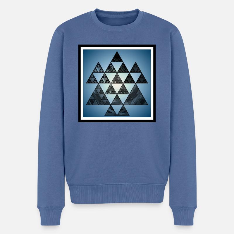 Blaues Viereck mit Sierpinski-Dreiecken - Männer Premium Bio Pullover - Taubenblau