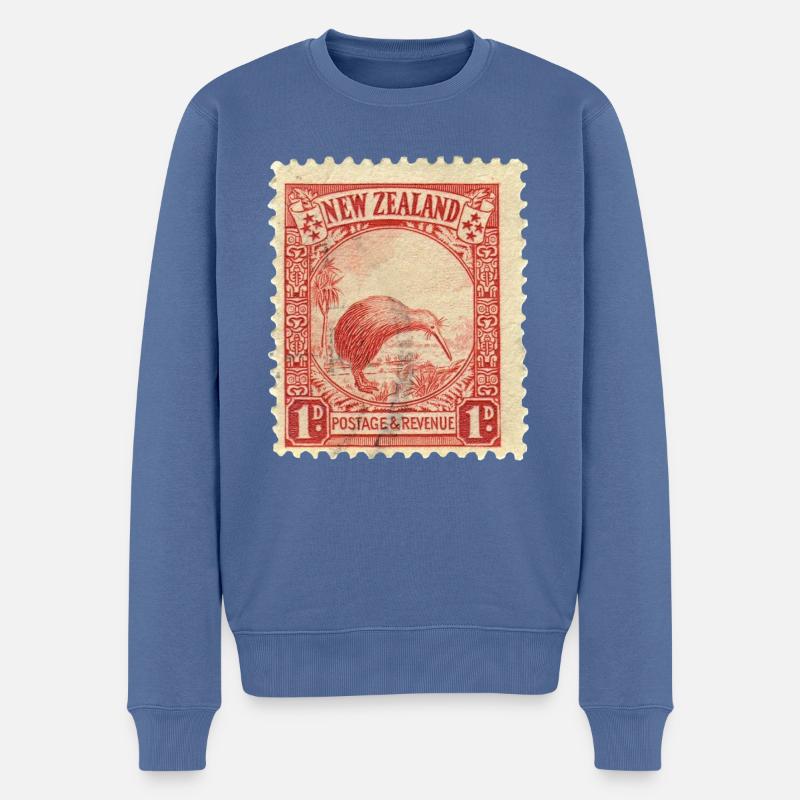 Kiwi Briefmarke - Männer Premium Bio Pullover - Taubenblau