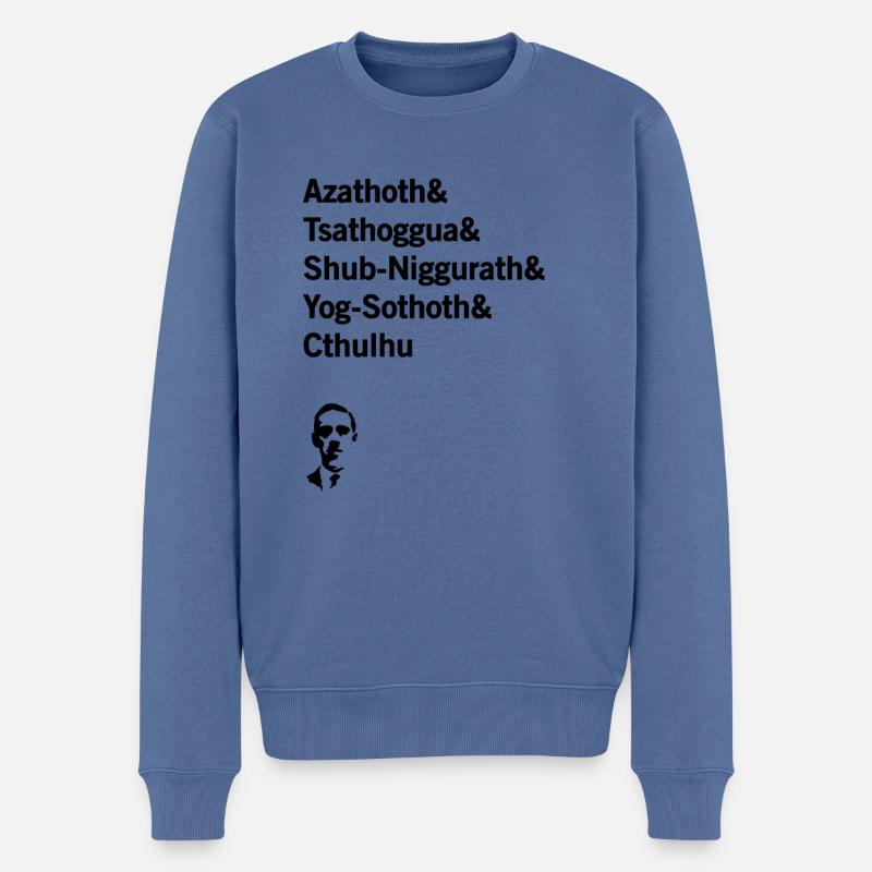 "H. P. Lovecraft" - Männer Premium Bio Pullover - Taubenblau