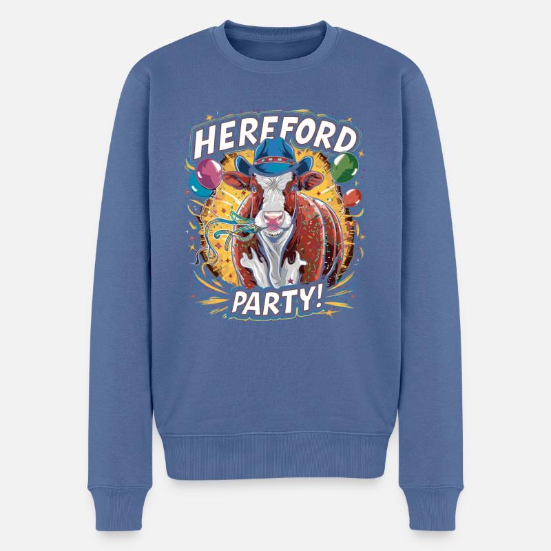 Kuh-Party mit Herefords - Männer Premium Bio Pullover - Taubenblau
