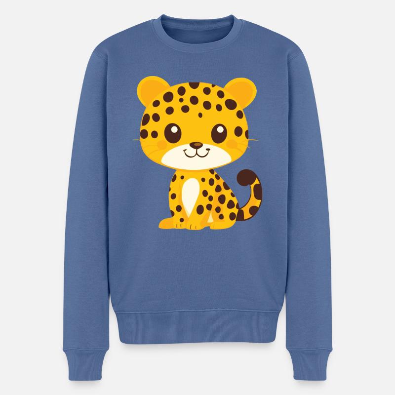 Little Leopard - Men's Premium Organic Jumper - stone blue
