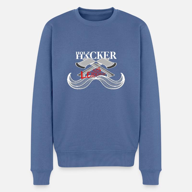 Holzhacker weiss - Männer Premium Bio Pullover - Taubenblau