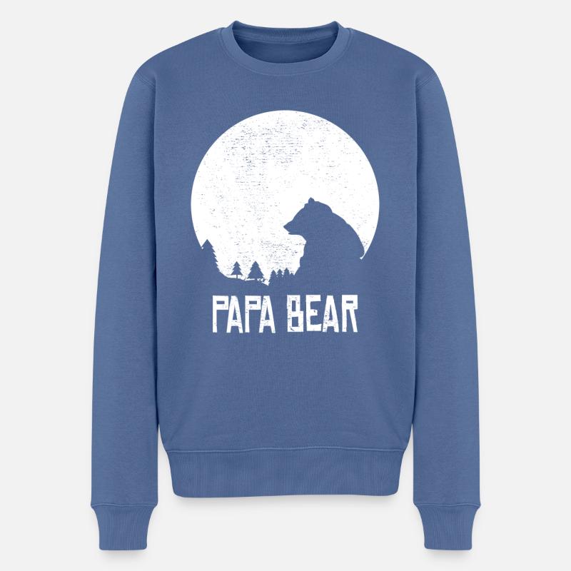 Stolzer glücklicher Papa Bär Vater papa-baer - Männer Premium Bio Pullover - Taubenblau
