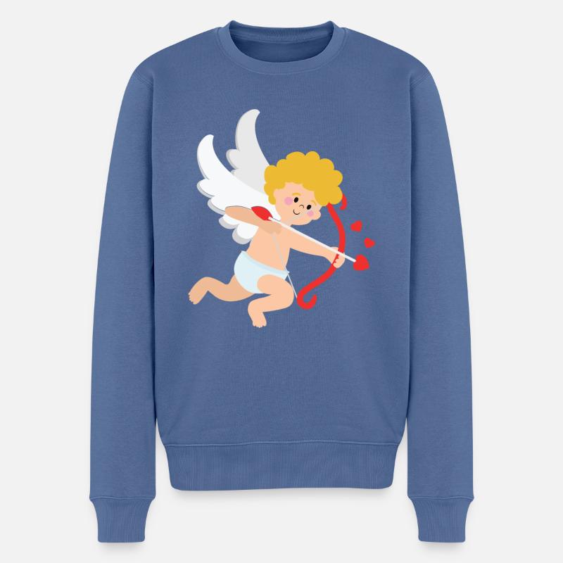 Amor Liebesengel - Männer Premium Bio Pullover - Taubenblau