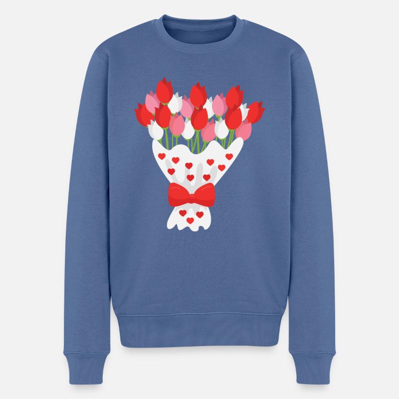 Blumenstrauß - Männer Premium Bio Pullover - Taubenblau