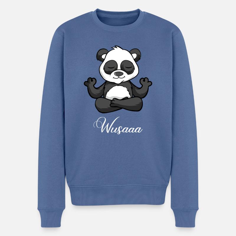 Auszeit Durchatmen Wusaaa Panda - Männer Premium Bio Pullover - Taubenblau