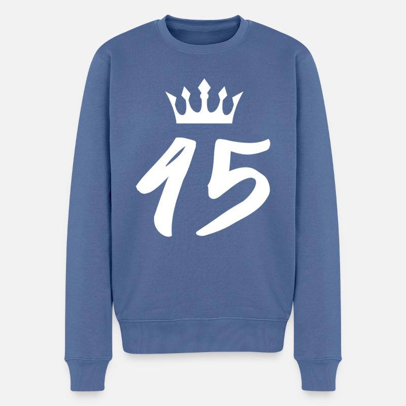 45 Couronne numérique - Pull Premium bio Homme - bleu pigeon