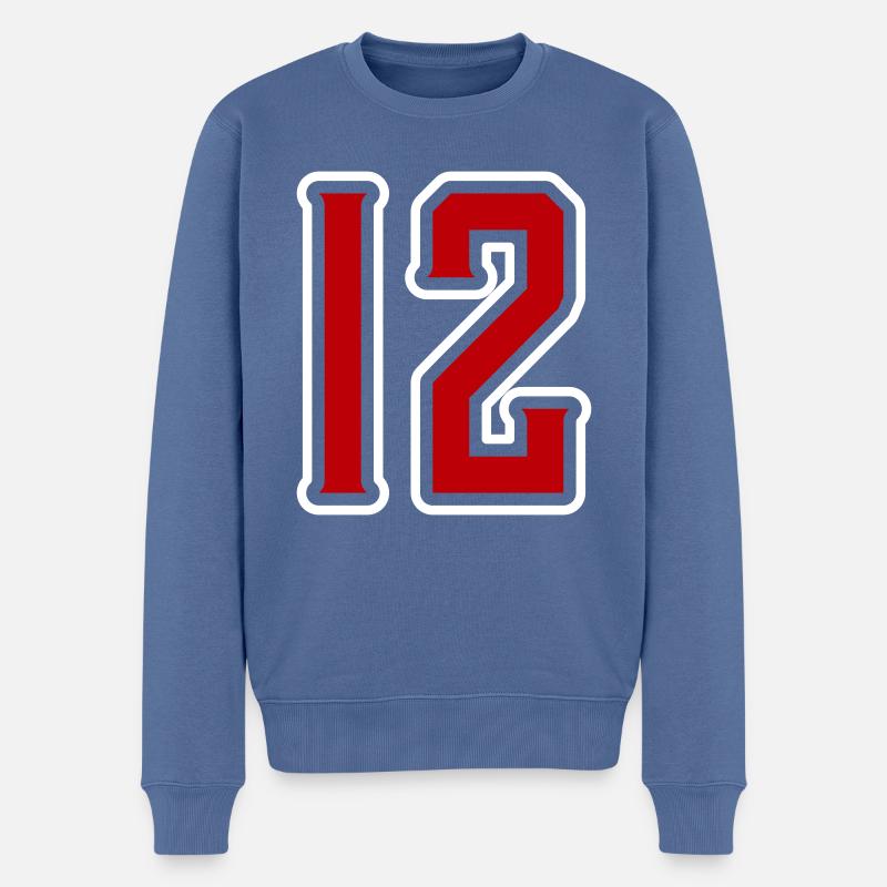 Symbole de 12 chiffres - Pull Premium bio Homme - bleu pigeon