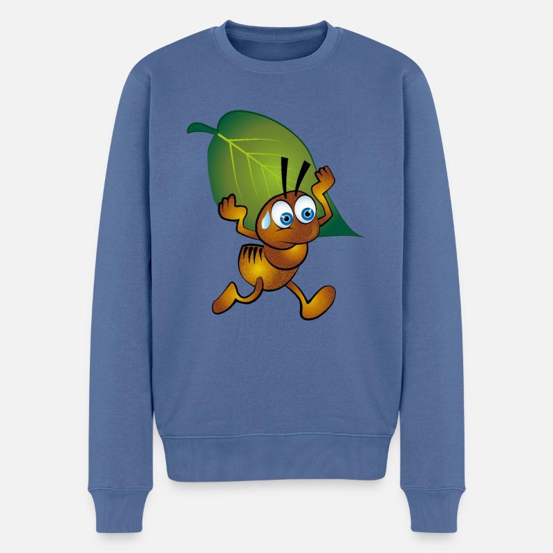 Fourmi avec une feuille - Pull Premium bio Homme - bleu pigeon