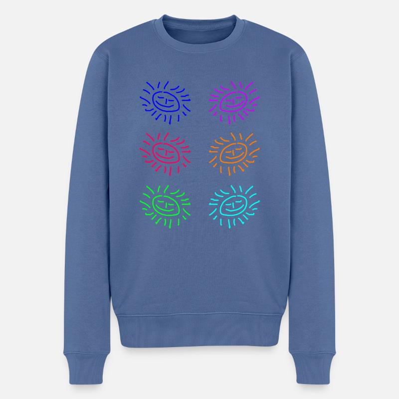 sun sticker blue turqis - Männer Premium Bio Pullover - Taubenblau