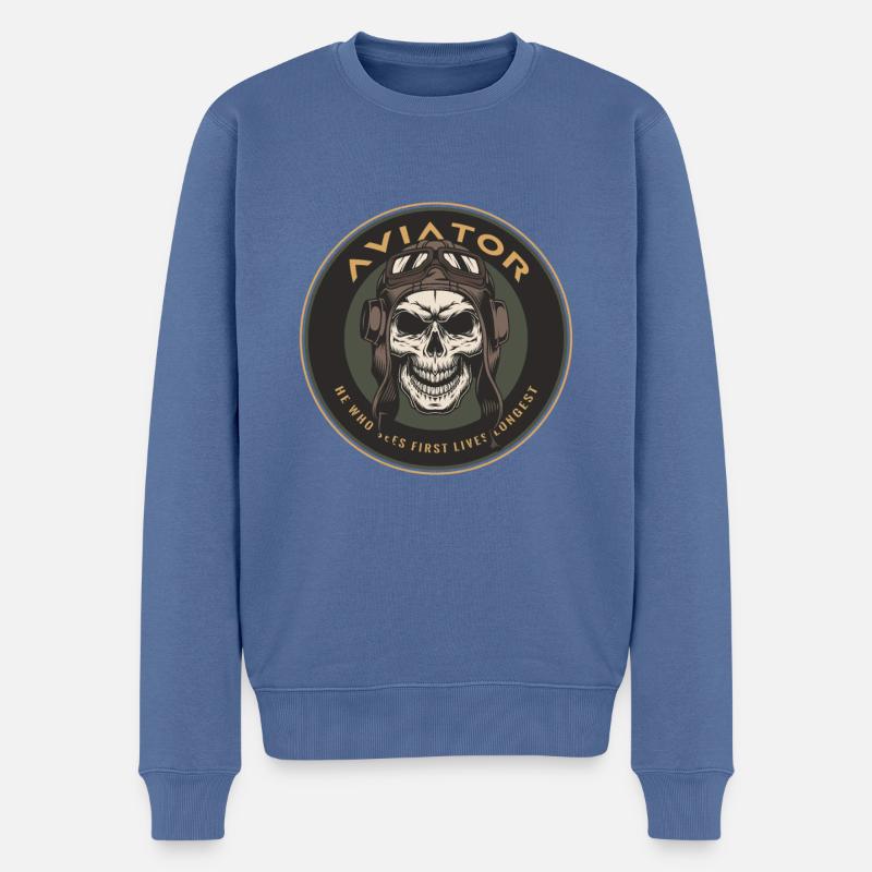 Fliegerschädel - Männer Premium Bio Pullover - Taubenblau