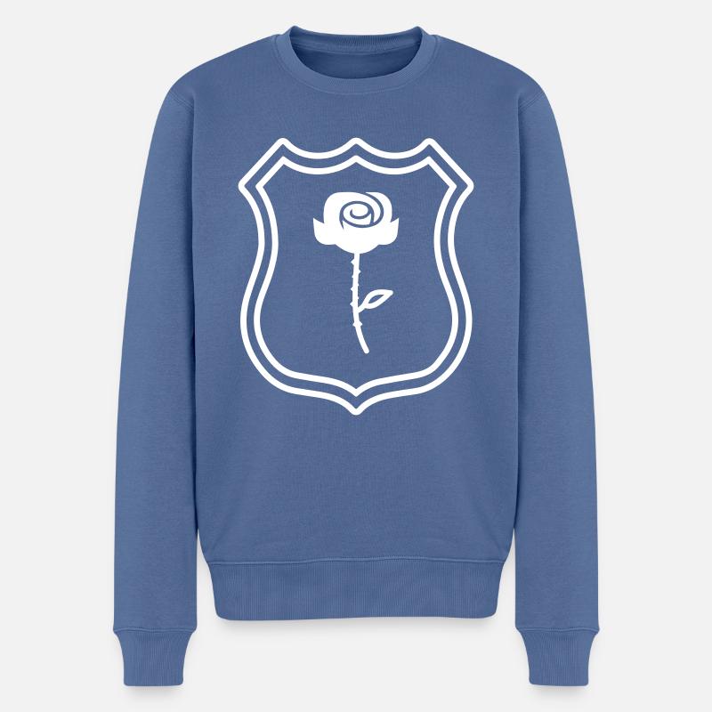 Rose Wappen - Männer Premium Bio Pullover - Taubenblau