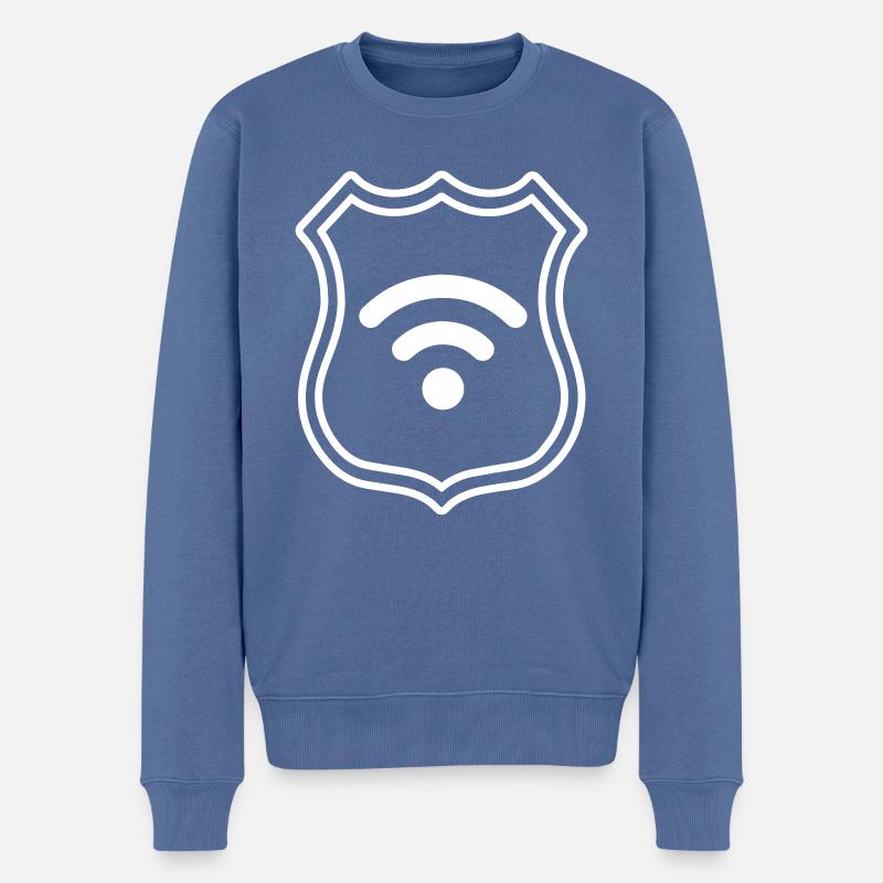 Wlan Internet Wappen - Männer Premium Bio Pullover - Taubenblau