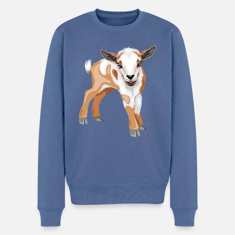 Niedliche Ziege - Männer Premium Bio Pullover - Taubenblau