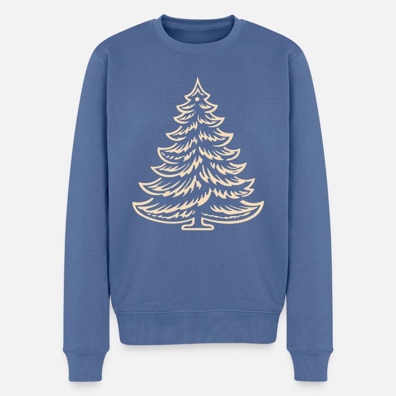 Fröhliche Fichte - Männer Premium Bio Pullover - Taubenblau