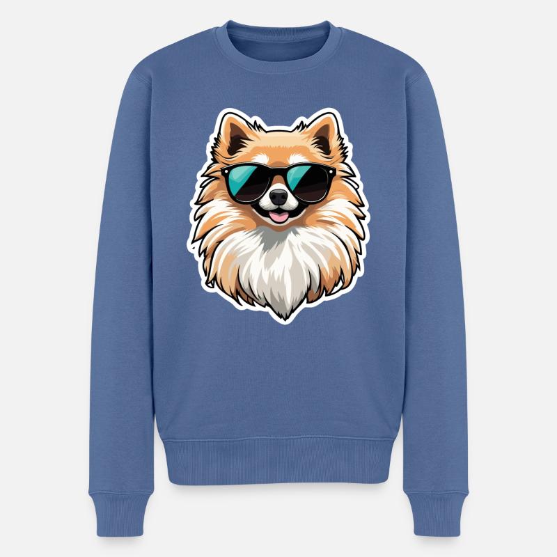 Zwergspitz Zeichnung - Männer Premium Bio Pullover - Taubenblau