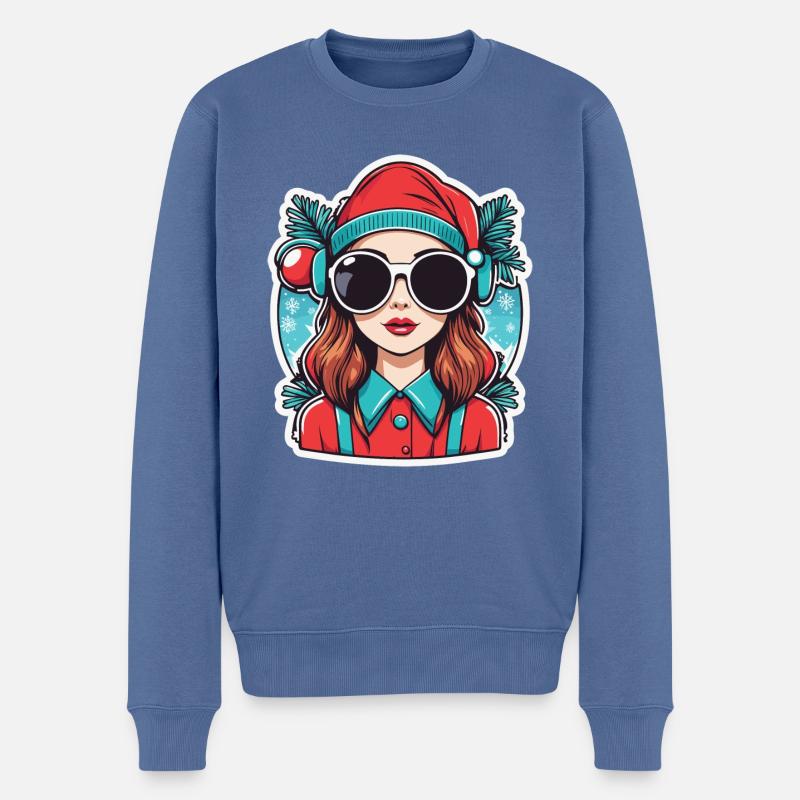 Dessin de Noël fille - Pull Premium bio Homme - bleu pigeon
